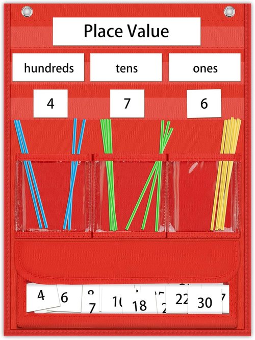 Counting Caddie | Place Value Pocket Chart for Kindergarten - 210 Straws & 30 Number Cards Included