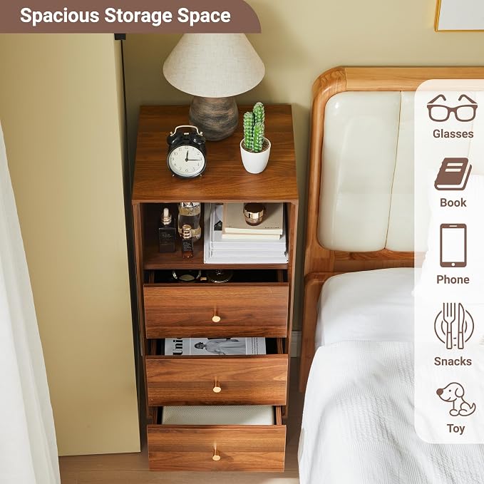 Bifins Tall Bathroom Cabinet with 3 Drawers, 37.6 Inch Narrow Bathroom Storage Tower for Bathroom Living Room Laundry