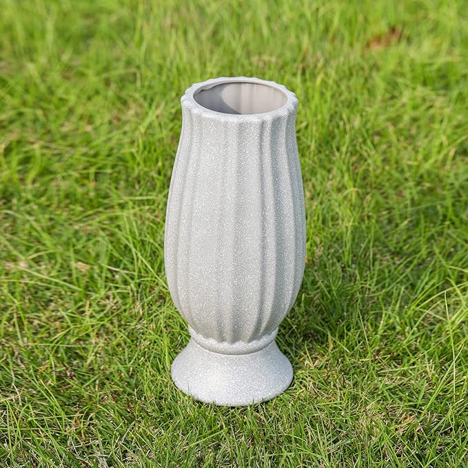 Bocola Cemetery Vase for Grave Decorations with Metal Spike Headstones Flower Holder for Atificial Flowers Fake Floral Outdoor Tombstone Markers memorials Sympathy for Loss of Loved Ones