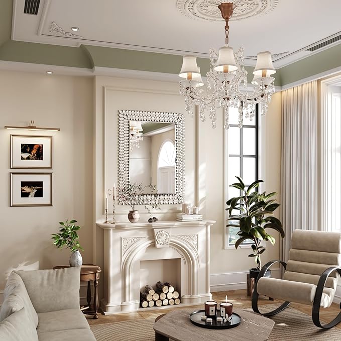 Kelly Miller 30"x40" Jeweled Bathroom Wall Mirror, Large Rectangle Decorative Mirror Luxury Vanity Mirror with Diamonds for Master Bath Half Bath Living Room Bedroom Fireplace Mantle Entryway