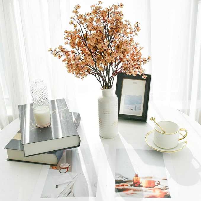 Mandy's Light Brown Artificial Baby’s Breath European Flowers 15 Bundles Silk Gypsophila with Bendable Stems for Fall Thanksgiving & Christmas Centerpiece Wedding Decor and Table Arrangements