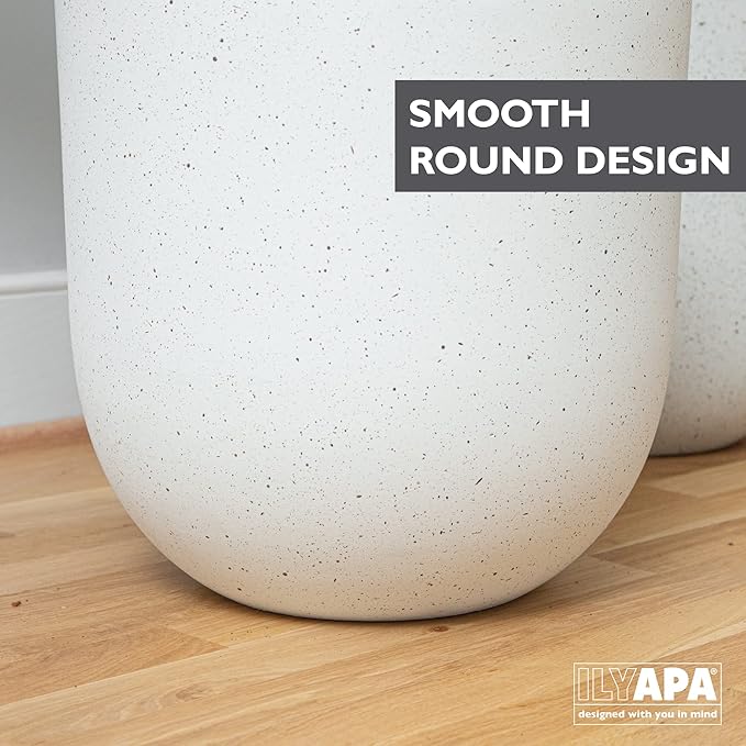 Ilyapa 14x14 inch Modern Concrete Outdoor Planter, Large Indoor Plant Pot with Drainage - Cement Vase 14 Inch Pots for Plants, Indoor/Outdoor