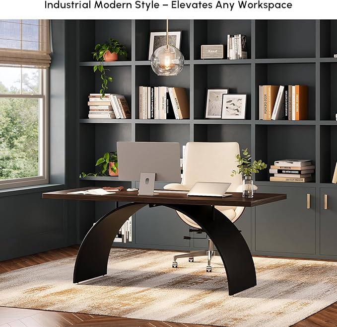homary 70.9" Industrial Style Desk, Office Writing Desk Walnut Desk Modern Computer Desk Home & Office Furniture Modern Computer Desk