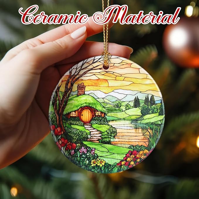 Christmas Ornaments, 2.8 Inch Ceramic Hanging Ornament, Christmas Tree Ornaments, Xmas Decorations, Holiday Decorations, Holiday Party Gifts, and Xmas Gift Ideas - Hobbit House