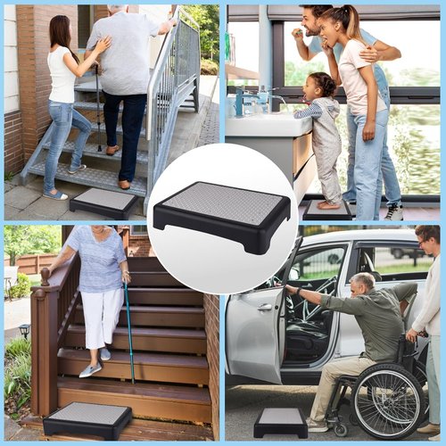 One Step Stool - Portable Non-Slip Stair Assist for Adults & Seniors | 450lbs Capacity, Grey