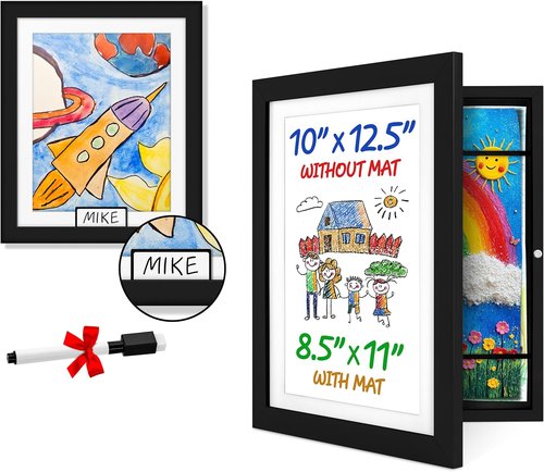 JOYSPECTIVE® Kids Artwork Frames - Changeable No-Drill Display for 130+ Art Projects | Easy-Swap Black 2-Pack