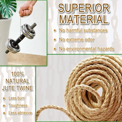 Jute Twine String by [Brand Name] - 656 Feet of 3-Ply Natural Brown Twine for Crafts & Gardening