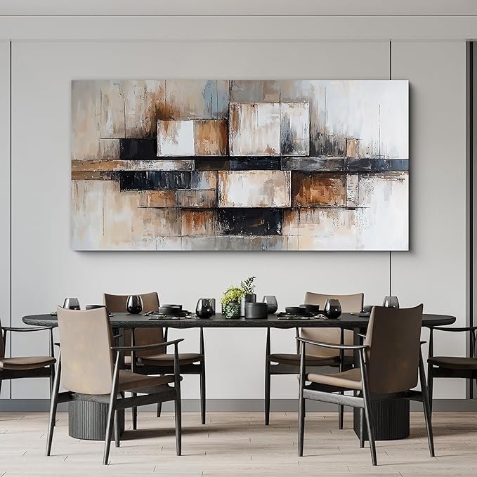 Large Abstract Geometric Decor Modern Abstract Geometric Beige And Black Wall Art Decorations Wall Art For Living Room Art Wall Canvas Wall Art Prints For Bedroom And Office Wall Decor 24 X 48 Inch