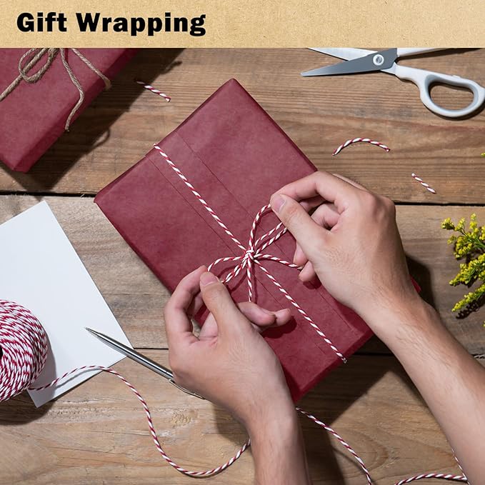 RUSPEPA Wine Red Kraft Wrapping Paper Roll, 17.5"x 393"(32.8'), Recyclable Wine Red Gift Wrap Paper for Christmas Gift Wrapping, Table Covering, DIY Crafting, Mother's Day Bouquet Flower, 80GSM