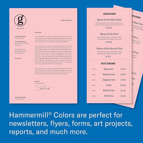 Hammermill Colored Paper - 20lb Pink, 8.5 x 11 Inches, 500 Sheets | Premium Pastel Paper | Made in USA
