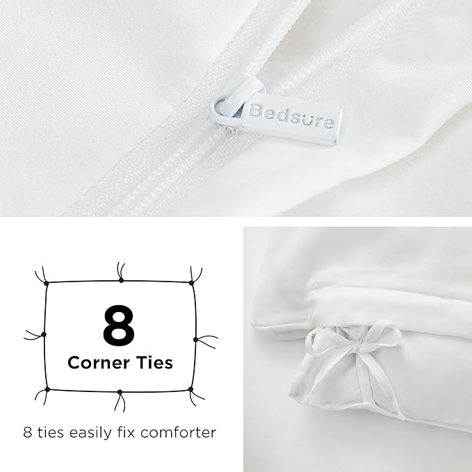 Bedsure Duvet Cover with Fitted Sheet Full - Deep Pocket, Hotel Luxury Soft Double Brushed Bedding Set with Zipper Closure, Includes 1 Duvet Cover, 1 Fitted Sheet, 2 Pillow Shams, NO Comforter, White