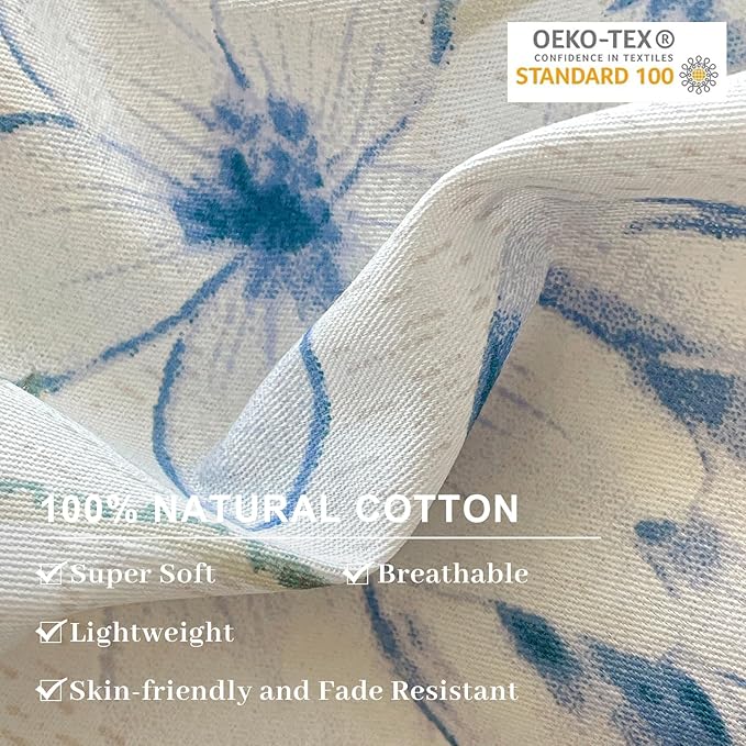 EAVD Queen Cotton Duvet Cover Chich Shabby Garden Floral Duvet Cover Set Fresh Spring Colorful Florlal Bedding Set with 2 Pillowcases Fresh Reversible Botanical Comforter Cover with Zipper