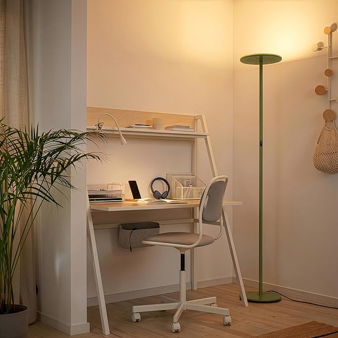 Brightech Sky LED Floor lamp, Torchiere Super Bright Floor Lamp for Living Room Decor & Office - Dimmable, Tall Standing Lamp with Warm Light for Bedroom & Reading - Green