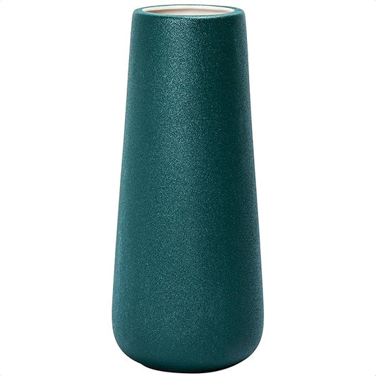 D'vine Dev 11 Inch Ceramic Flower Vase Textured Finishing, Minimalist Design for Kitchen, Bedroom, Living Room, Centerpieces, Office, Emerald Sandstone, VS-XH-C-2