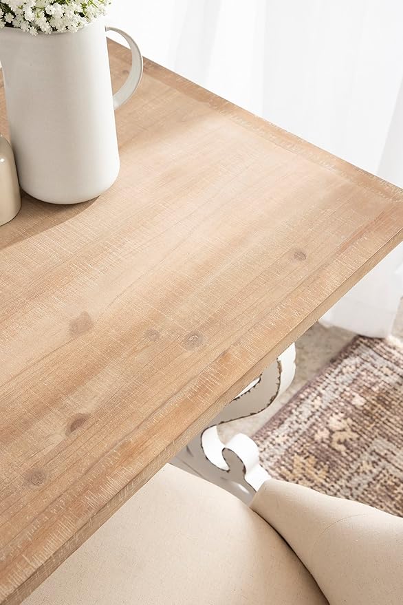Kate and Laurel Wyldwood Farmhouse Wooden Desk; 46 x 24 x 30; Brown and White; Rustic Carved Wood Computer Desk for Functional and Stylish Home Office Decor