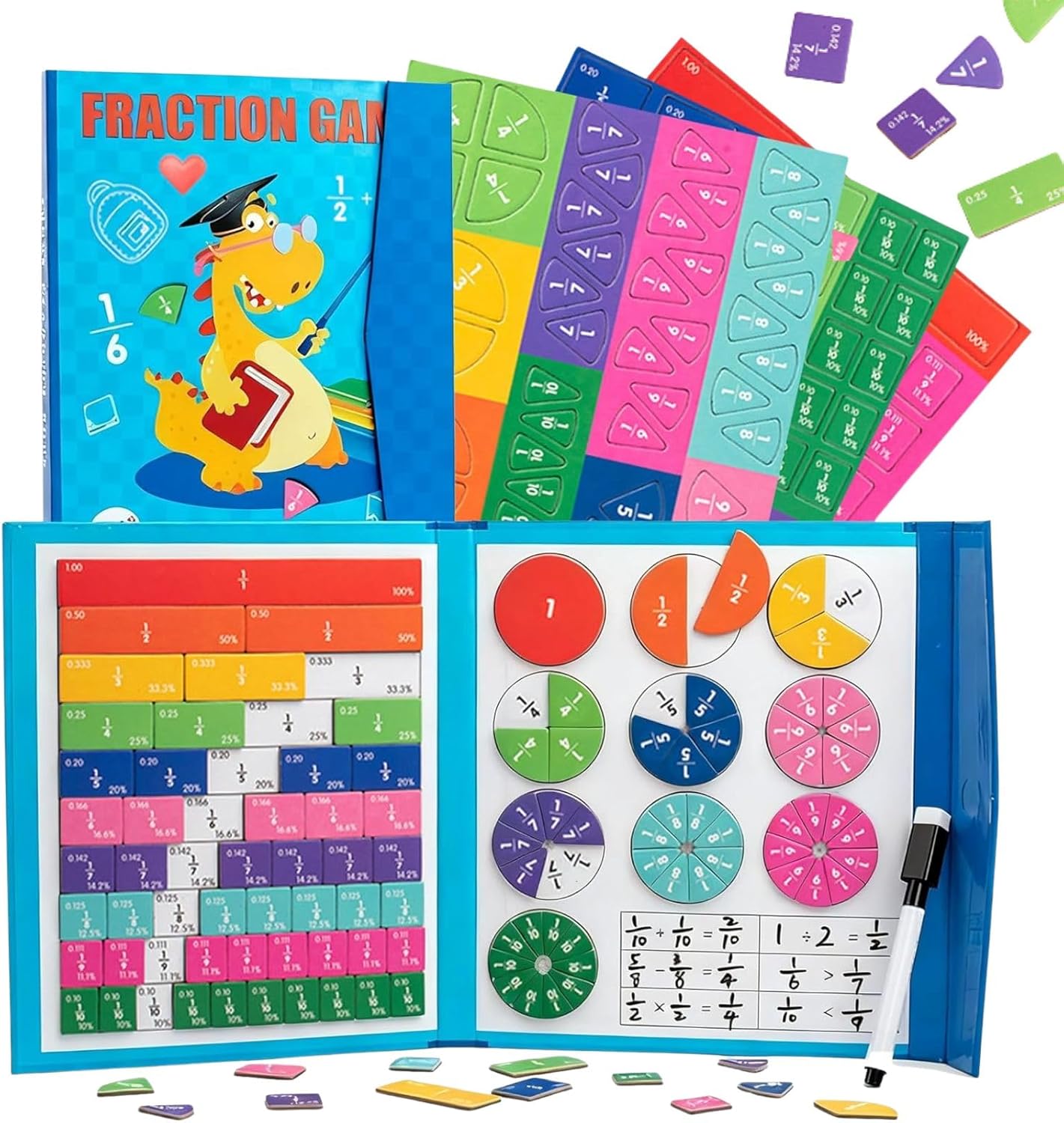 Skiennix Magnetic Fraction Demonstration Book - Engaging Tiles & Circles for Learning