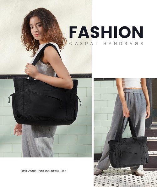 LOVEVOOK Tote Bag - Lightweight Quilted Puffer Bag for Work & Travel | Stylish Compartments