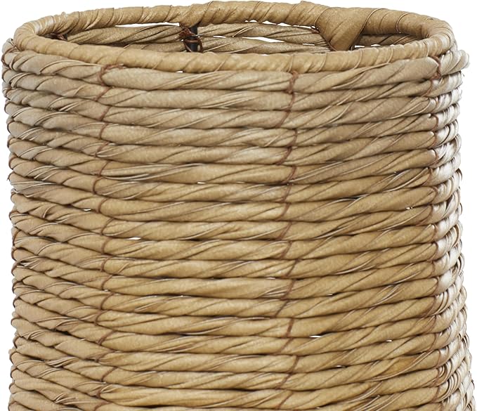 Deco 79 Faux Seagrass Handmade Tall Woven Floor Vase, 12" x 12" x 28", Brown