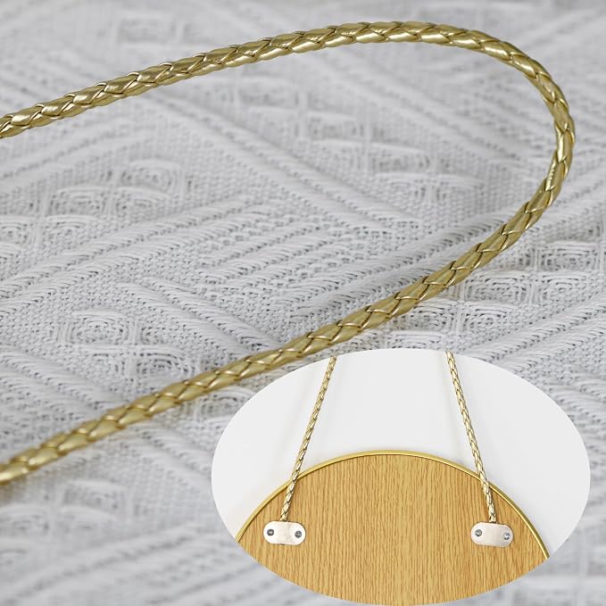 Oval Wall Mirror with Lanyard, High Definition Bathroom Mirror for Bathroom, Hallway, Living Room (Gold, 11.61x18.9inch)