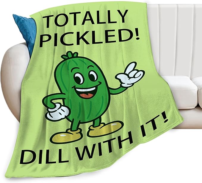 Pickle Blanket Cute Pickle Throw Blanket Vegetable Soft Cozy Fleece Fuzzy Stuffed Plush Flannel Gifts for Girls Women Boys Kids Adults 60"X80"
