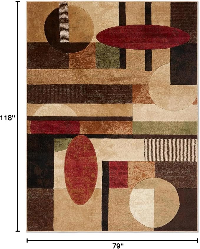 Home Dynamix Tribeca Jasmine Modern Area Rug, Abstract Brown/Green 6'7"x9'10"