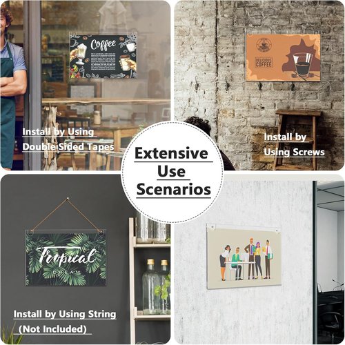 MaxGear Acrylic Sign Holder - 11 x 17 Inch Clear Wall Mount Frame with Adhesive Tapes | 6 Pack for Office & Home