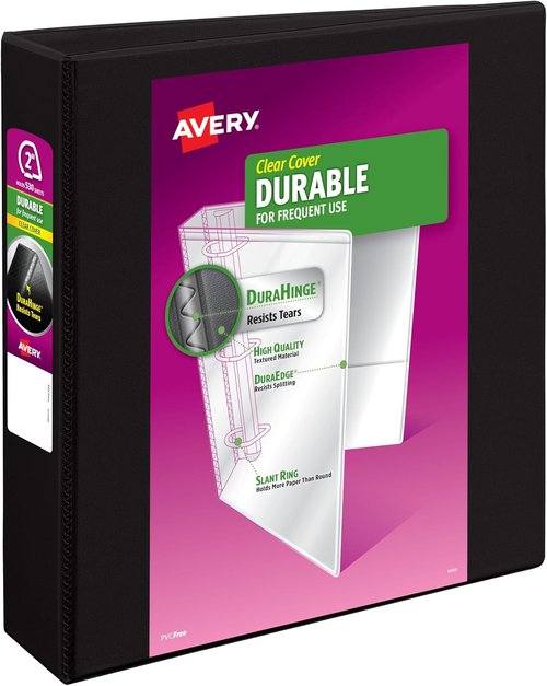 Avery Durable View 3-Inch Binder - 2-Inch Slant Rings, 530-Sheet Capacity, Customizable Cover, Black
