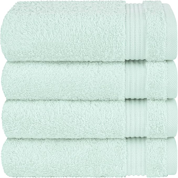 Cotton Paradise 100% Cotton Turkish Towel Set, Soft Absorbent Quick Dry, 4 Piece Hand Towel Set, Mint Green