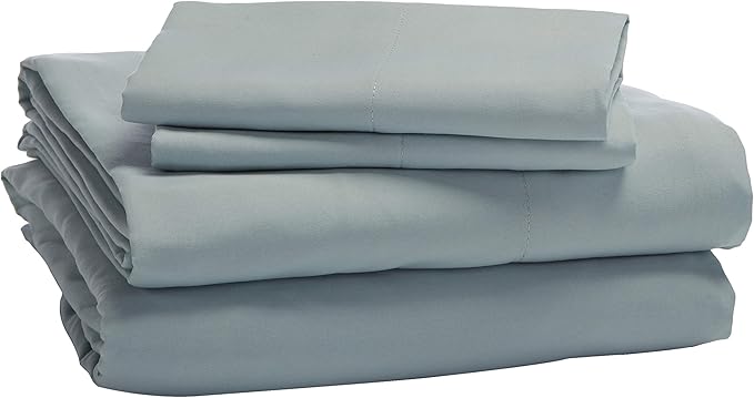 Amazon Basics 10-Piece Bed-in-a-Bag - Soft, Easy-Wash Microfiber - Full/Queen, Sea Foam Medallion, Floral