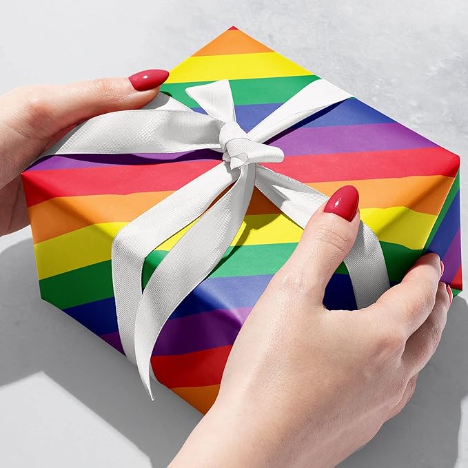 Jillson Roberts Bulk Gift Wrap, Everyday Gift Wrapping Supplies, Rainbow Stripe, Full Ream 833 feet x 30 inches