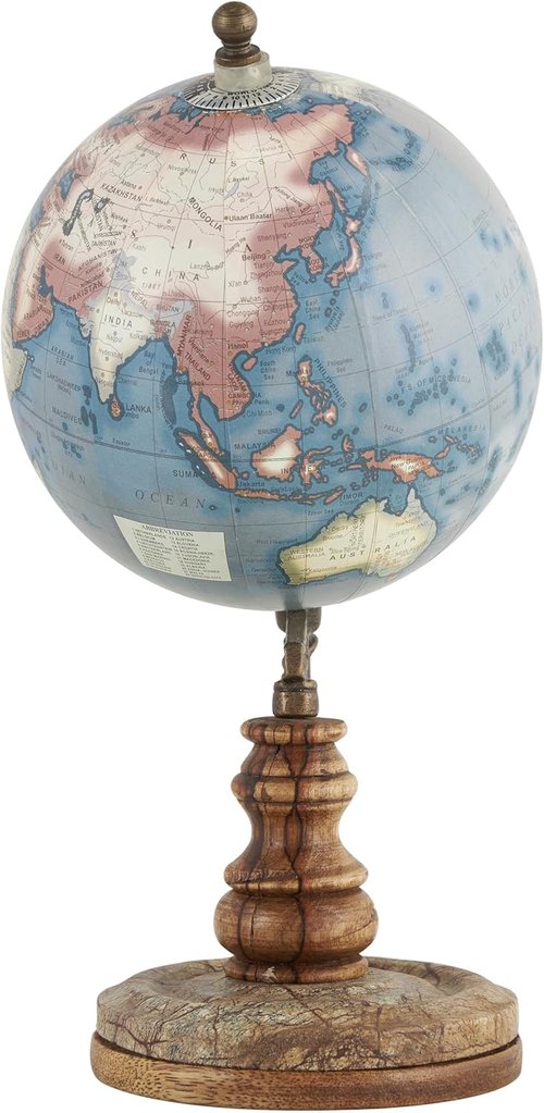 Deco 79 Plastic Globe | Stylish Wood Base | 10-Inch Brown Decorative Accent