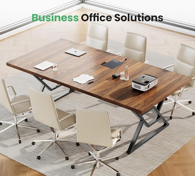 70.8" Large Executive Desk - Computer Office Desk Workstation, Modern Business Writing Table with Sturdy Metal Legs for Home Office (Wood Color, 71 Inch)
