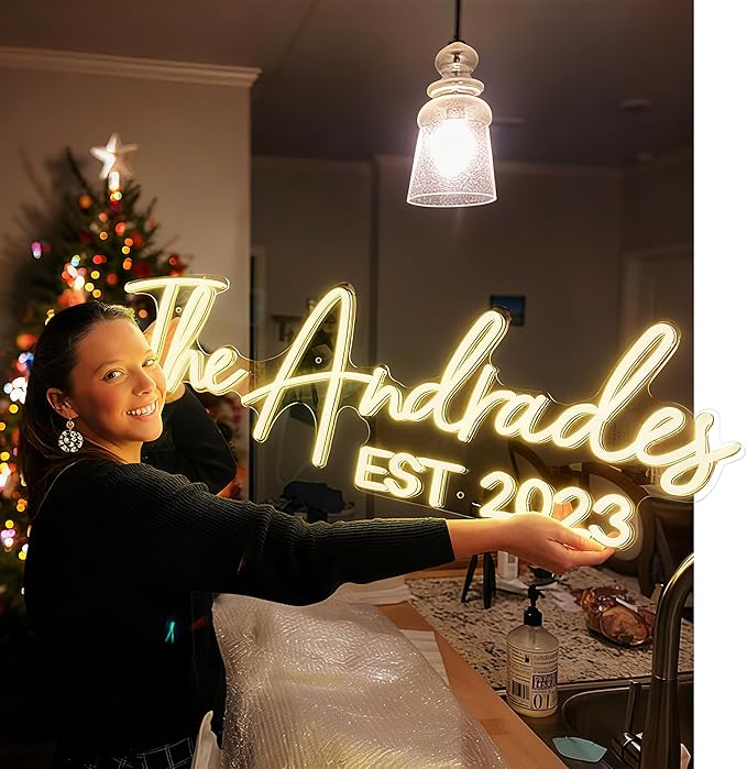 GITM Custom Neon Signs for Wall, Personalized Large LED Lights for Name Logo Wedding Birthday, Home Decor, Bar Cafe Studio- Ideal Gift for Christmas, Valentine's Day