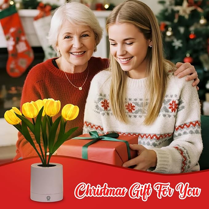 WSYEAR Flower Table Lamp Tulip Desk LED Night Light for Home Living Room Decor Artificial Flower with Vase Table Centerpieces for Birthday Holiday Party Wedding Room Decoration
