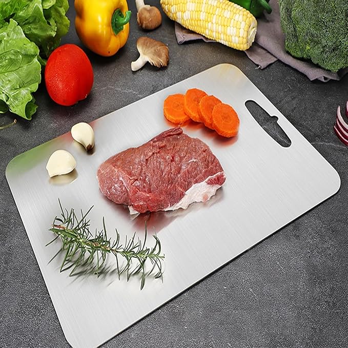 Titanium Cutting Board,100% Pure Titanium Cutting Boards for Kitchen, 2025 New Double Sided Food-Grade Chopping Board for Cutting Meat Vegetable Fruit (14"L x 10"W)