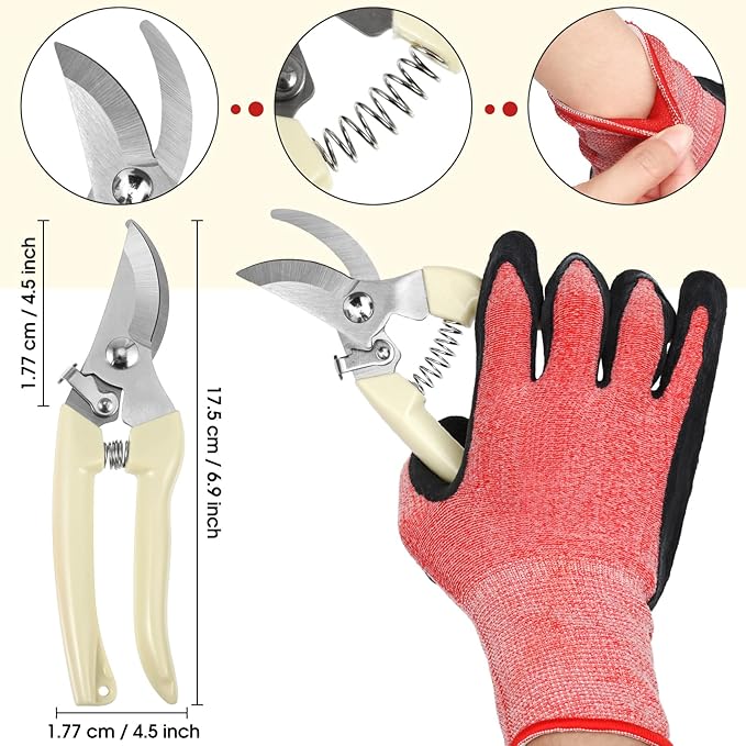 WILLBOND Floral Arrangement Kit, Christmas Rose Thorn Stripper Tool Garden Pruning Shears Scissors Rose Thorn Remover Pruner Trimmer Gloves Tapes Florist Garden Tool Gift Kit for Women(Pink)