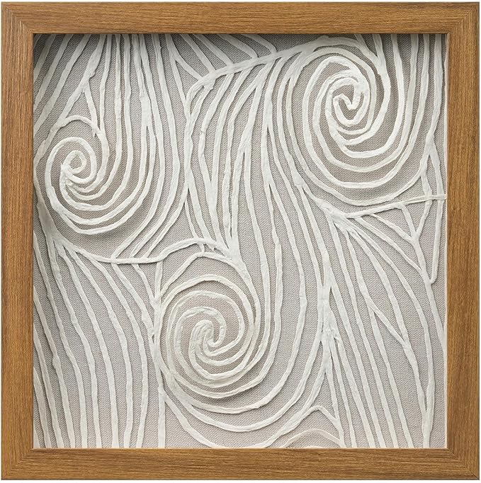 FOLKOR 12" Neutral Abstract Wall Art for Hallway Entryway, 3D Rice Paper Shadow Box Art Decor for Boho Living Room Bedroom Decoration, Maximalist Artwork Gift for Mom Grandmother Sister Friend