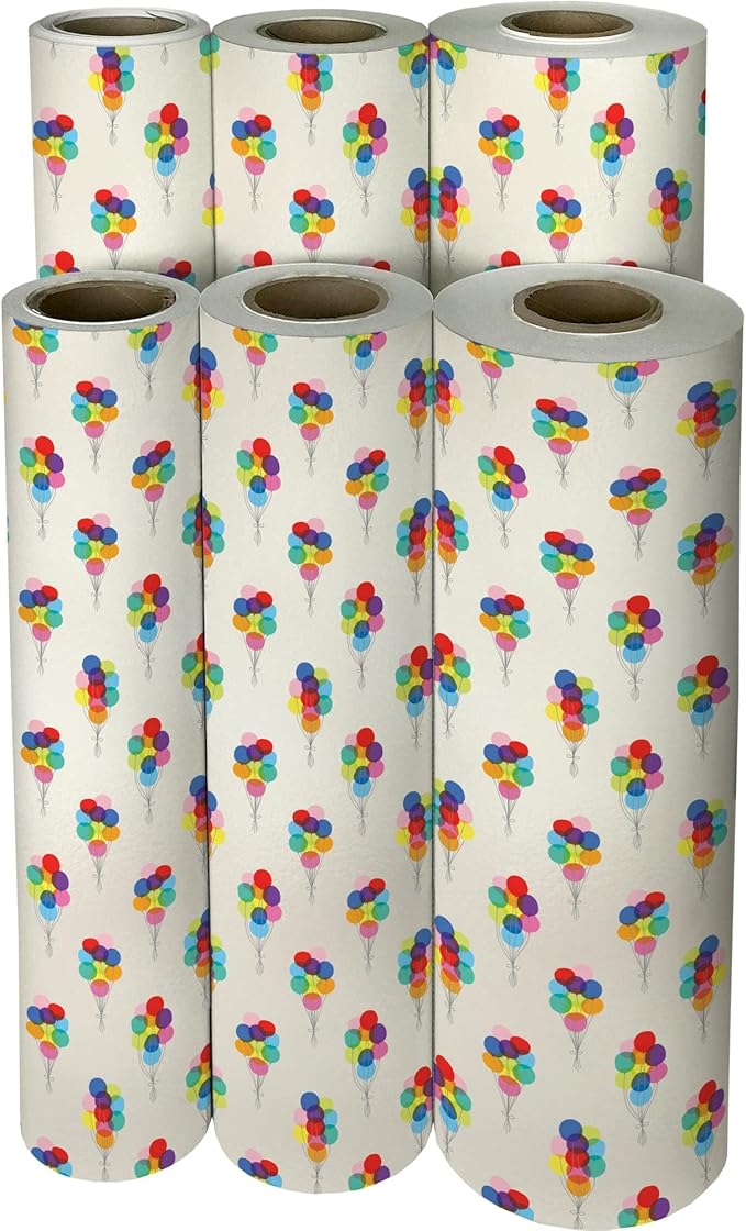 Jillson Roberts Bulk Gift Wrap, Everyday Gift Wrapping Supplies, Bunch of Balloons, 1/4 Ream 208 feet x 24 inches