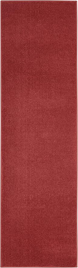 Nourison Home Nourison Essentials Brick Red 2'2" x 7'6" Area Rug - Easy Clean, Non Shedding, Bed Room, Living Room, Dining Room, Kitchen (8' Runner)