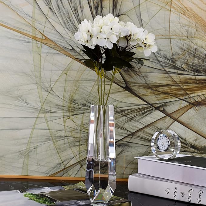 kitCom Series Crystal Vase, Flower Vase, Suitable for Home Decor, Wedding or Gift - 8.3 Inch Luxury Crystal Flower Vase