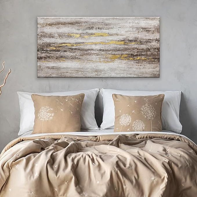 YISXINOAG Abstract Wall Art Decor Grunge Room Abstract Wall Decor Art Brown Grey Canvas Art Wall 20" X 40" Painting Brown And White Wall Art For Bedroom Office Dining Room