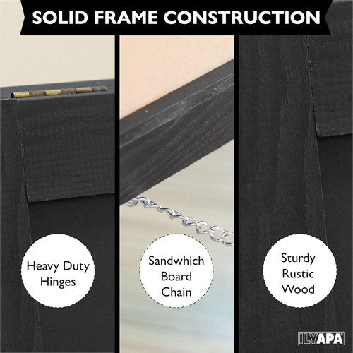 Ilyapa Wooden A-Frame Chalkboard Sign - 21 x 30 Inches Magnetic Menu Display for Restaurants & Weddings
