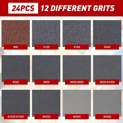 24 Pcs Sanding Sponge by [Brand Name] - 320 Grit Washable & Reusable Blocks for Smooth Finishing