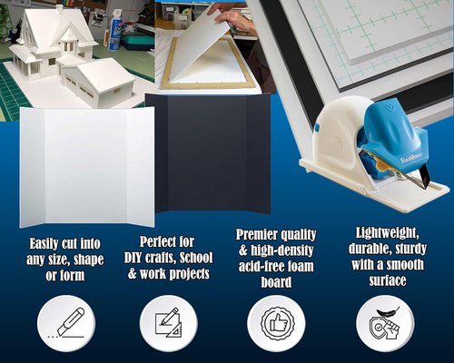 Self Adhesive Foam Board 9x12 - 5 Pack, Acid-Free Foamcore with Sticky Side for Easy Mounting