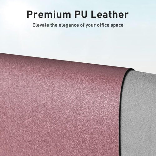 Aothia Leather Desk Pad Protector - Non-Slip PU Leather Blotter | Waterproof Office Mat (Dark Pink, 36" x 17")