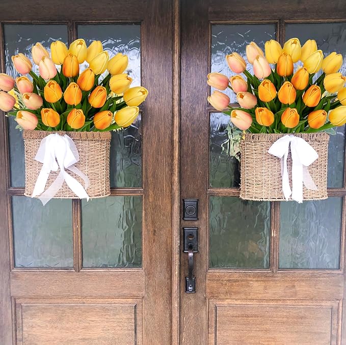 24 Pcs Artificial Tulips Flowers Mixcolor Real Touch Fake Tulips Fake Flowers for Mother's Day 13.5" Faux Tulips Faux Flowers Bulk Artificial Tulips Flowers for Vase Centerpieces Home Wedding Bouquet