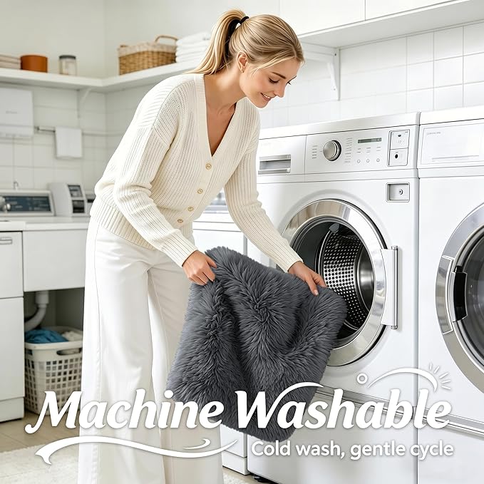 OLANLY 6x10 Machine Washable Large Area Rugs for Living Room, Bedroom, Soft Fluffy Shaggy Bedside Rug, Indoor Floor Carpet for Kids Girls and Boys, Dorms, Nursery, Home Decor Aesthetic, Grey