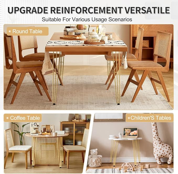 22Inch Hairpin Table Legs Golden Set of 4 Desk Legs,1300lbs Load Capacity ， Rodsfor Coffee Table, Night Stand Desk Bench，Desk, Bench Desk Dining End Table Chairs
