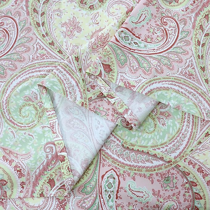 FADFAY 4 Piece Pink Paisley Bed Sheet Set Luxury Bedding Sets Designer Bedding Collections 800 Thread Count 100% Egyptian Cotton Deep Pocket-California King Size