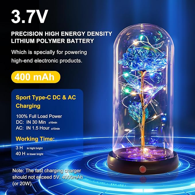 Beferr Birthday Gifts for Women Mom Rechargeable Galaxy Glass Roses Forever Preserved Flowers for Delivery Prime Smart Touch Light Up Rose in Dome Gift for Grandma Sister Wife Her Girlfriends Daughter